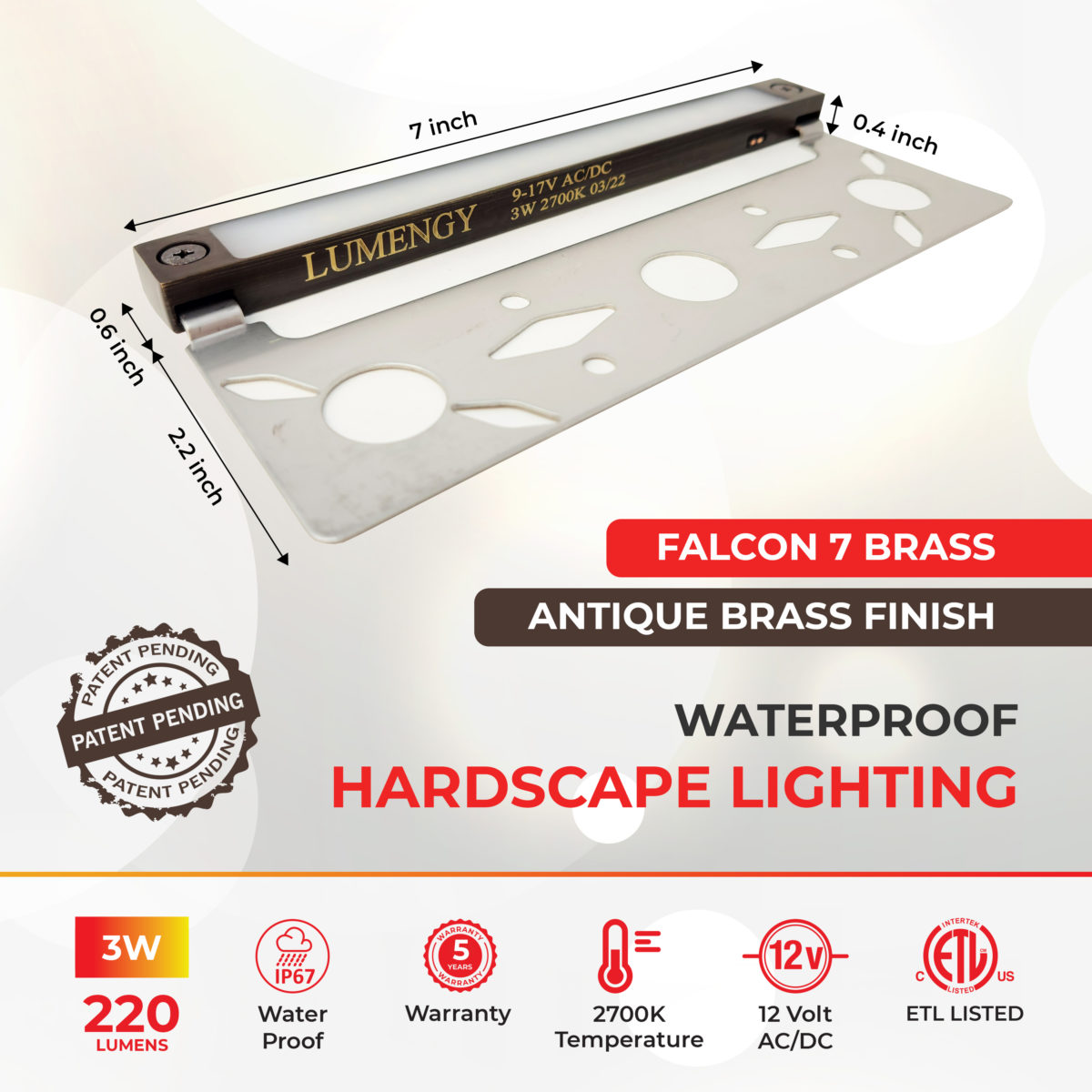 Super Slim Solid Brass LED Hardscape lights, For Retaining Walls, Paver Steps & Ceiling (6-Pack)